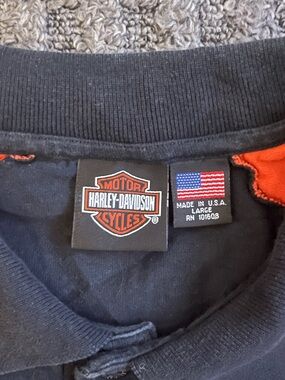 Harley Davidson Polo Shirt Mens Sz Large Black Orange Tampa FL Short Sleeve